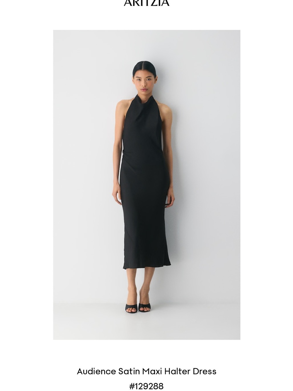 NWT Aritzia Audience Satin Maxi Halter Dress - Black